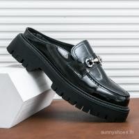 ราคา Mule Loafers Faux Leather Slip on Man Casual Shoes Black With tassel (25593894047)