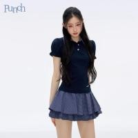 ราคา preorder Punch เสื้อโปโลแขนสั้น ให้ฟีล 2 เลเยอร์ แขนตุ๊กตา น่ารักมากก ผ้ายืดได้ (42075820667)