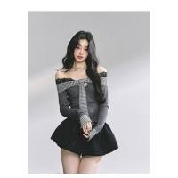 ราคา preorder Shaoyeyan เสื้อปาดไหล่ ดีเทลผูกหน้าอก ไหล่เป็นลูกไม้ มีความน่ารักปนเซกซี่ ต้องโดนๆๆ (41519977972)