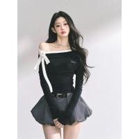 ราคา preorder Shaoyeyan เสื้อปาดไหล่แบบพอดีตัว มีดีเทลโบว์ผูกที่ไหล่น่ารักมากกก สวยๆๆๆ (25797056683)