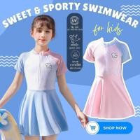 ราคา BABY BEACH ชุดว่ายน้ำเด็กผู้หญิง ชุดเที่ยวทะเลเด็ก ชุุดว่ายน้ำเด็กกระโปรง ฟรีไซส์ ลวดลายน่ารัก พร้อมส่ง Y735 (49105178276)