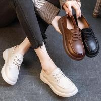 ราคา รองเท้าไม่มีส้นหนังแท้นุ่มหนา สีน้ำตาลสำหรับฤดูใบไม้ผลิ สไตล์อังกฤษทันสมัย ไซซ์เล็กสำหรับผู้หญิง (40777658285)