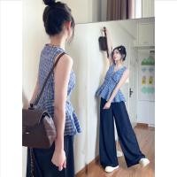ราคา KULIMULA เสื้อครอปสายเดี่ยวลายสก๊อต คอวี มีปุ่มกดหน้า ทรงเป็ดใส่สบาย สไตล์วินเทจสุดน่ารัก GN253 (51857570523)