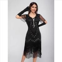 ราคา KULIMULA ชุดวันพีชสไตล์ Flapper Dress ทรงขอบขน ผ้าลูกไม้ประดับเพชร สีดำทอง เหมาะสำหรับปาร์ตี้งานเลี้ยง คอสเพลย์ GN292 (27194433300)