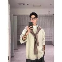 ราคา ขายร้อน Fxzz Boys Unique Shirt ผ้าคลุมไหล่ที่ถอดออกได้ เสื้อเชิ้ตแขนยาวลายทางสีฟ้า American Trend Design Niche Loose Profile ผู้ชายผู้หญิง (55957100971)