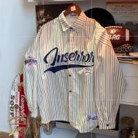 ราคา ขายร้อน เสื้อเชิ้ต F X ที่ไม่เหมือนใคร ฤดูใบไม้ผลิและฤดูใบไม้ร่วง ใหม่ สไตล์อเมริกันย้อนยุค ลายทางปัก คอปกพับ แขนยาว หลวม สไตล์ขี้เกียจ คู่รัก ยูนิเซ็กซ์ (29326900697)