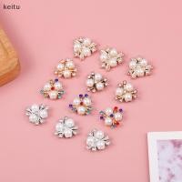ราคา 10ชิ้นกระดุมพลอยเทียมรูปดอกไม้มุกวิบวับงานฝีมือ DIY (46156694994)