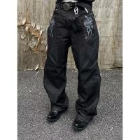 ราคา TIANLESIWEI กางเกงยีนส์สกินนี่ปักลายดอกไม้วินเทจสไตล์อเมริกัน (56657262802)