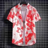 ราคา TIANLESIWEI เสื้อเชิ้ตแขนสั้นพิมพ์ลายลายดอกไม้ผู้ชายเสื้อเชิ้ตสไตล์ฮาวาย (56407268086)