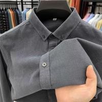 ราคา เสื้อเชิ้ตแขนยาวผู้ชาย สไตล์แฟชั่น ทำจากผ้าลูกฟูก (44276018859)