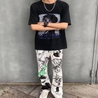 ราคา TIANLESIWEI ใหม่แฟชั่นมือวาดอเมริกัน Casual Skinny กางเกงยีนส์ผู้ชายและผู้หญิง Graffiti อินเทรนด์ (40750139192)