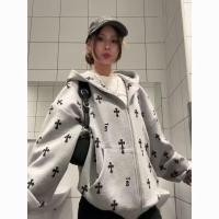 ราคา เสื้อกันหนาวมีฮู้ดและซิปลายไขว้ สไตล์ทันสมัยสำหรับผู้หญิง (40416782794)
