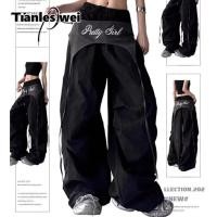 ราคา TIANLESIWEI การออกแบบอเมริกัน Contrast สี Lace up Matchet กางเกง Street Hip Hop เต้นรําร่มทหารกางเกง (40005860376)