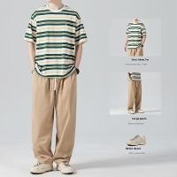 ราคา เทียนเลซีเว่ย ชุดเสื้อยืดลายทางลําลองฤดูร้อนและกางเกงหลวมสําหรับวัยรุ่น (29180820376)