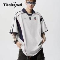 ราคา เทียนเลซีเว่ย สไตล์อเมริกันเสื้อโปโลผู้ชายฤดูร้อน สูง ถนน ออกแบบพิมพ์เสื้อยืดหลวมรถจักรยานยนต์คู่แขนสั้น (29032471308)