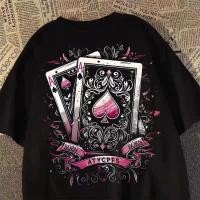 ราคา Tianlesiwei High Street Casual All Match แฟชั่นเล่นไพ่พิมพ์เสื้อยืดผู้ชายสบายๆ All Matching แฟชั่นแบรนด์ (28880835220)
