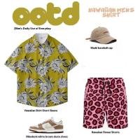 ราคา เทียนเลซีเว่ย เสื้อเชิ้ตลายสูทชายหาดชายสไตล์ฮาวายพร้อมกางเกงขาสั้นลายเสือดาว (28426391734)