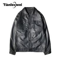 ราคา TIANLESIWEI เสื้อแจ็กเก็ตหนังลําลอง คอปก ทรงหลวม สีดํา แฟชั่นคู่รัก (24305657123)
