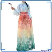 ราคา Hanfu Peach Oolong ชุดกระโปรง พิมพ์ลายม้า สไตล์จีน สําหรับผู้หญิง (43078535773)