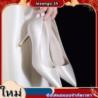 ราคา รองเท้าส้นสูงผ้าซาตินผู้หญิงรองเท้าแต่งงานสีขาว กริช เซ็กซี่ฝรั่งเศสชี้รองเท้าส้นสูง (56057600266)