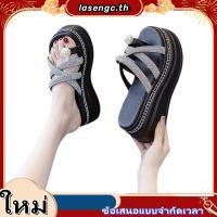 ราคา พร้อมส่ง รองเท้าแตะแพลตฟอร์ม ส้นหนา ประดับพลอยเทียม เหมาะกับเดินชายหาด แฟชั่นฤดูร้อน สําหรับผู้หญิง 2024 (53257305995)