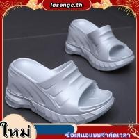 ราคา เพิ่มความสูง 9 ซม ฤดูร้อนสวมใส่ด้านนอกสไตล์ใหม่รองเท้าแตะสีดํารองเท้าแตะผู้หญิงสีดํา สีขาวส้นลิ่มแฟชั่นรองเท้าแตะชายหาดรองเท้าแตะ34 41 (50507600265)