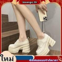 ราคา พร้อมส่งจากไทย NEW TX506 รองเท้าส้นสูง ส้นหนา8cm หัวกลม แบบผูกเชือก สวมใส่สบาย สีพื้น แฟชั่นใหม่ (49157625022)