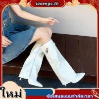 ราคา รองเท้าส้นสูงสไตล์สติ๊ลเลโต้แบบชี้ปลาย ไซส์ใหญ่ เซ็กซี่สำหรับผู้หญิง รองเท้าเงางามพร้อมซิปข้างและสายคาด (48907614559)