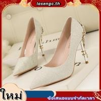 ราคา รองเท้าส้นสูง หัวแหลม ลายดอกไม้ สีทอง สไตล์จีน หรูหรา แวววาว เหมาะกับงานแต่งงาน สําหรับผู้หญิง (45907404384)