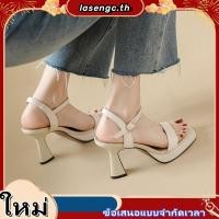 ราคา รองเท้าส้นสูงแฟชั่นสายตรงขนาด 9 ซม ส้นบล็อกแพลตฟอร์ม รองเท้าแตะสีชมพูบาร์บี้ (42460591613)