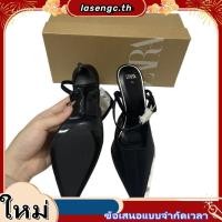 ราคา Za รองเท้าส้นสูง2024สินค้าใหม่ฤดูใบไม้ผลิรองเท้าส้นสูงสไตล์ฝรั่งเศสส้นเข็มตาข่ายเย็บปากตื้นสายรัดหลังสีดำชมพู (41128447761)