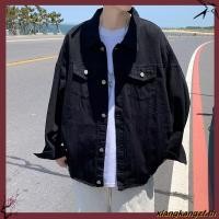 ราคา แจ็คเก็ตยีนส์ผู้ชายฤดูใบไม้ผลิฤดูใบไม้ร่วงสีทึบแจ็คเก็ตยีนส์ Street Wear Retro All Match Overalls Jacket (53557450710)