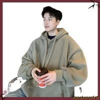 ราคา เสื้อกันหนาวมีฮู้ดผู้ชาย สีทึบ เสื้อเชิ้ตแขนยาว หลวม 2024 แฟชั่น ไม่จำกัดเพศ (44806787441)