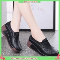 ราคา รองเท้าโลฟเฟอร์ลําลอง หนังวัวแท้ พื้นนิ่ม สีขาว สําหรับหญิงตั้งครรภ์ สี่ฤดู (29007677314)