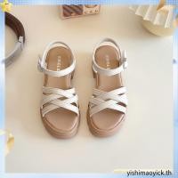 ราคา เด็กส้นสูงถักสายรัดรองเท้าแตะแฟชั่นรองเท้าแตะที่เรียบง่าย (54407439697)