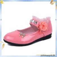 ราคา รองเท้าคัชชูเด็กหญิง หนังแก้วขาว สายเพชร โบว์กุหลาบขาว (47407376622)