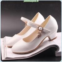 ราคา รองเท้าส้นสูงเด็กผู้หญิง รองเท้าหนัง ส้นสูง ประดับกลิตเตอร์ สีขาว สไตล์เกาหลี สําหรับเด็กผู้หญิง นักเรียน (43850145322)