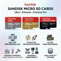 ราคา SanDisk Ultra Extreme Extreme Pro microSD Memory Card 128GB 256GB 512GB 1TB 2TB A1 A2 V30 (48007118311)