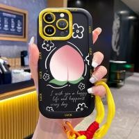 ราคา เคสสำหรับ iPhone 14 Pro 14 Pro Max 15 Pro 15 Pro Max เคสโทรศัพท์ลูกพีชดอกไม้ซิลิโคนสายคล้องกันกระแทก (56102747530)