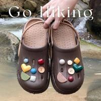 ราคา NL45 Creative DIY Retro Love Heart ปุ่มรองเท้าผู้ชายหนา Soled Latte สี Beach Leisure รองเท้าแตะกลางแจ้งรองเท้าแตะ (53354133380)