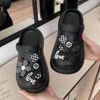 ราคา YAVA ลายสก๊อตดอกไม้หมีหลุมรองเท้าผู้หญิงหนา Soled สองสวมใส่รองเท้าแตะชายหาดกลางแจ้งรองเท้าแตะแฟชั่น (52204138155)