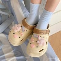 ราคา รองเท้าแตะสตรี แบบการ์ตูน สำหรับสวมใส่ภายนอก หนาและมีดอกยางสีชมพู ออกแบบเป็นตุ๊กตากระต่าย (52604138188)