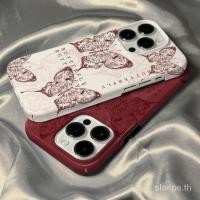ราคา Niche สไตล์จีน Art Retro สีแดงผีเสื้อ iPhone Case เหมาะสําหรับ iPhone 12 13 Pro Max 15 Plus XR 7 Plus เคสซิลิโคน 8 Plus XS Max ป้องกันฝุ่น 14 15 Pro Max 11 กันกระแทกกันกระแทก (29753460509)