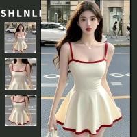 ราคา ชุดแขวนสไตล์อเมริกันย้อนยุค แบบฝรั่งเศส สีก เส้น สำหรับกระโปรงสั้นผู้หญิง (40107022789)