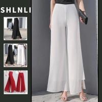 ราคา กางเกงขากกว้างสองชั้นผู้หญิง สไตล์เกาหลี materiał chiffon บางเบา เอวสูง เหมาะสำหรับฤดูร้อน (28789544936)