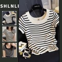 ราคา เสื้อยืดแขนสั้นสไตล์ฝรั่งเศสสำหรับฤดูร้อน ออกแบบสลิมฟิต คอสี่เหลี่ยม (43456516566)