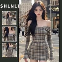 ราคา ชุดเดรสลายตารางหมากรุกย้อนยุคของผู้หญิงเกาหลีจีบสลิมฟิตกระโปรงทรงเอสําหรับฤดูใบไม้ผลิฤดูร้อน (44459996490)