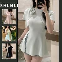 ราคา เสื้อเชิ้ตแขนสั้นผู้หญิงแบบผูกโบว์ สไตล์เก๋สำหรับหน้าร้อนและใช้งานได้หลากหลาย (43861730588)