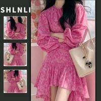 ราคา ชุดเดรสแขนยาวลายดอกไม้หวาน ทรงกระโปรงไม่สม่ำเสมอ สไตล์ฝรั่งเศส เหมาะสำหรับฤดูใบไม้ผลิดอกไม้บาน (42012088799)