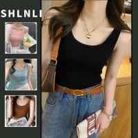 ราคา เสื้อกั๊กสั้นแขนกุดเกลียวฤดูร้อนสําหรับผู้หญิงถังฐานคอเหลี่ยมสีทึบหวาน (43354806981)